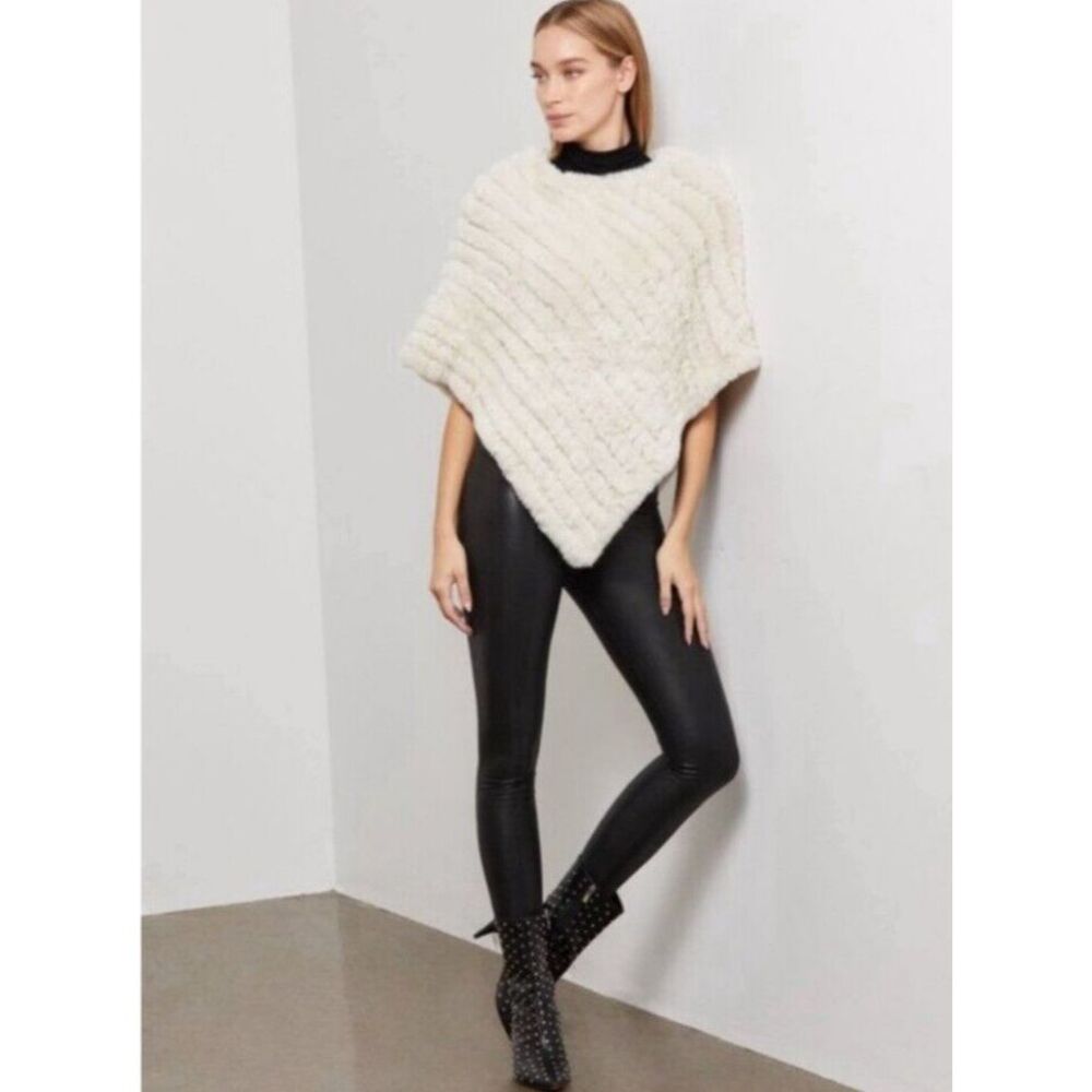 BCBGMAXAZARIA Poncho Style Faux Fur Jacket Cream Ivory Color‎ Women's Size XL - Picture 6 of 15